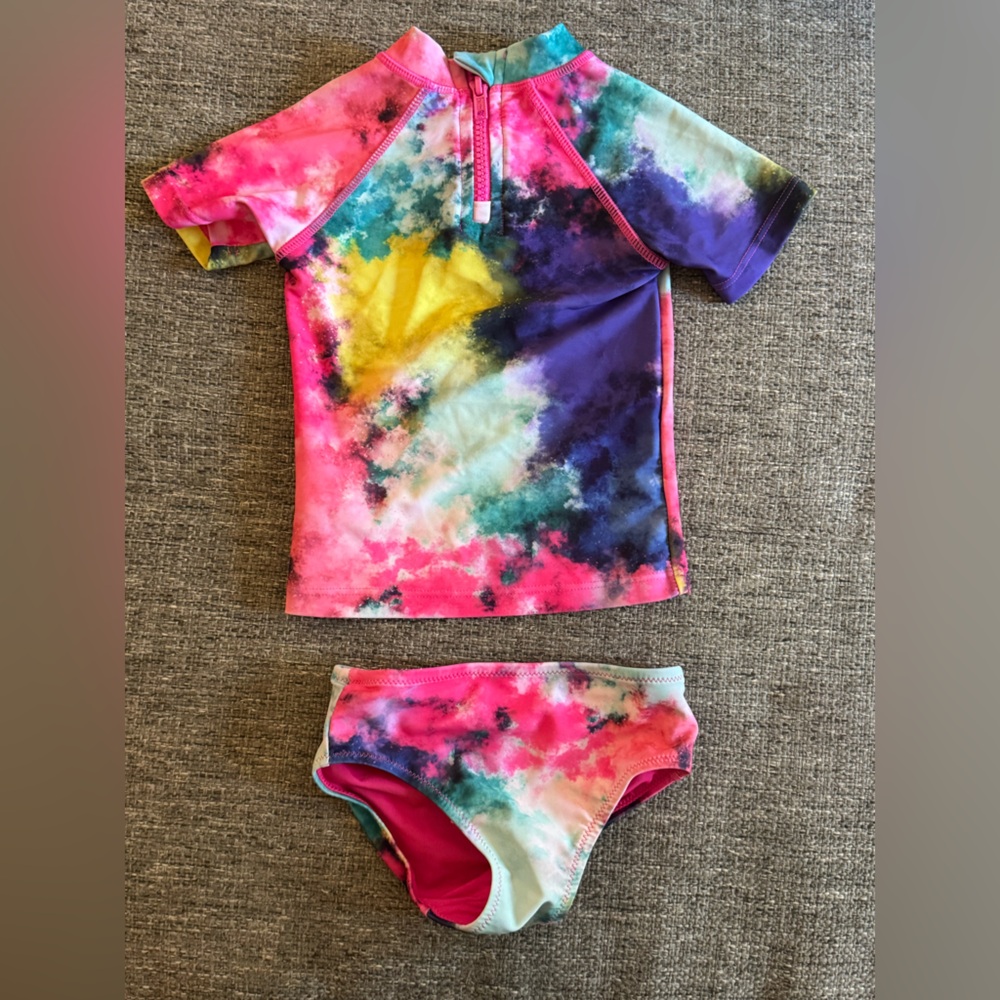 Next Baby Girl Tie Dye Rash Guard Swimsuit Set UPF 50+ 6-9M